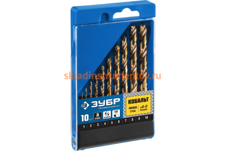 Набор сверл по металлу (10 шт; Р6М5К5; 1-10 мм) Зубр 29626-H10_z01