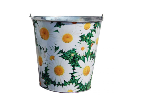 Оцинкованное ведро для непищевых продуктов на 5 литров Центроинструмент Ромашки 1040-5-1