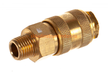 Быстроразъем пневматический с клапаном - наружная резьба 1/4" (латунь) ЭВРИКА ER-BSE1-2SM