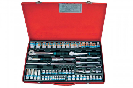 Набор торцевых головок с принадлежностями (1/4"&3/8"&1/2", шестигранные, 4-32 мм, 62 предмета) KING TONY 9564MR