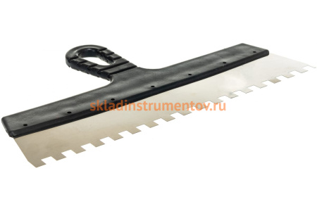 Фасадный зубчатый шпатель (нержавеющая сталь, 350мм, зуб.10x10мм) РемоКолор Мастер 12-9-350