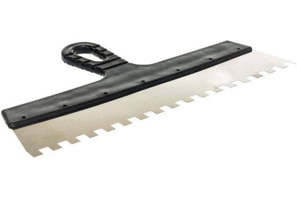 Фасадный зубчатый шпатель (нержавеющая сталь, 350мм, зуб.10x10мм) РемоКолор Мастер 12-9-350