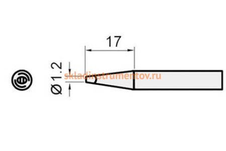 Жало клиновидное 1.2 мм для паяльных станций ProsKit 5SI-216N-1.2D 00370474 Жало клиновидное 1.2 мм для паяльных станций ProsKit 5SI-216N-1.2D 00370474