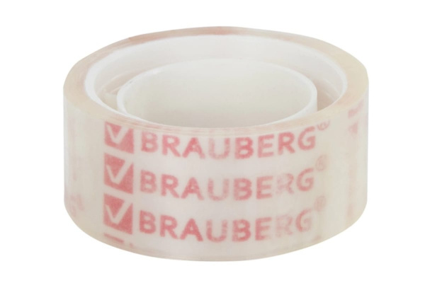 Клейкие ленты BRAUBERG 19 мм х 10 м, канцелярские, комплект 12 шт., прозрачные 223124