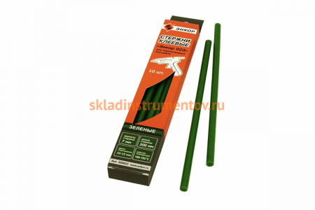 Стержни клеевые 7х200мм, 10шт, зелёный Энкор 023 505023