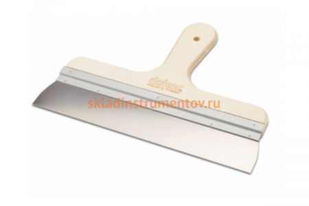 Фасадный шпатель DEKOR нержавеющая сталь, 400 мм деревянная ручка 148