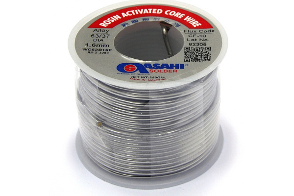 Припой (1.6 мм, 0.25 кг, Sn63/Pb37, СF10 флюс RA) ASAHI 00-00000316