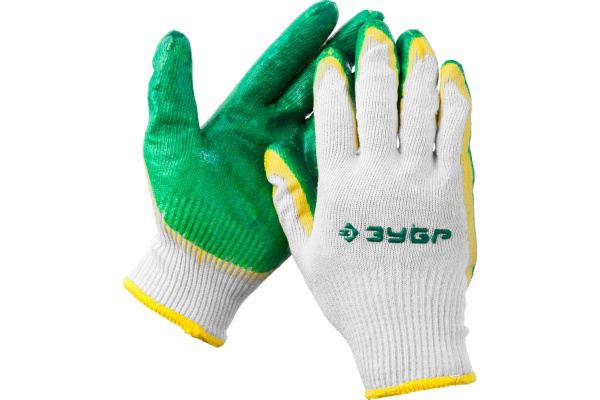 Перчатки трикотажные с двойной обливной ладонью из латекса (размер L-XL) "МАСТЕР" ЗУБР 11459-XL