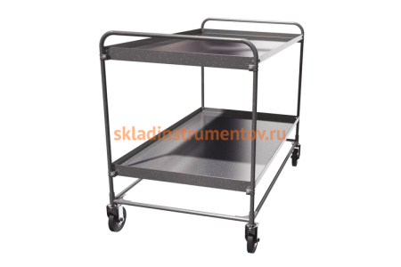 Сервисная двух ярусная тележка из нержавеющей стали RUSKLAD СТ НЖ 5 (700х1200) d125мм болтовые