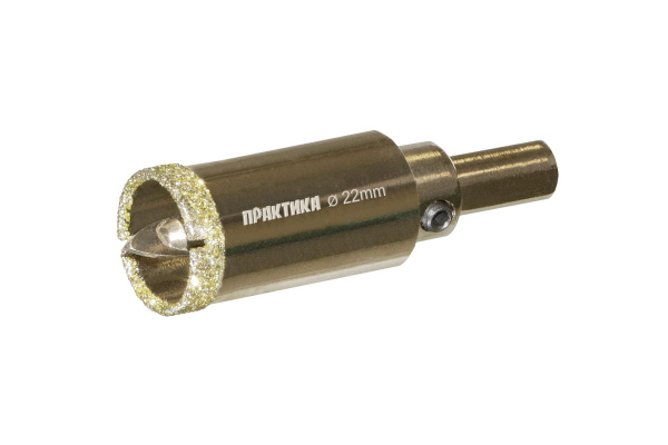Коронка алмазная по керамограниту/керамике Профи (22х70 мм) ПРАКТИКА 917-583