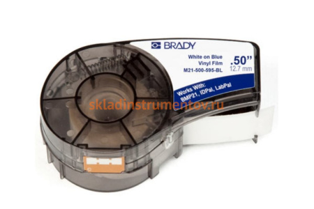 Лента 12.7мм/6.4м винил, белый на синем Brady M21-500-595-BL brd142798
