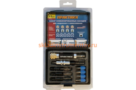 Набор комбинированных насадок (2.5, 3, 3.2, 3.5 мм; зенкер) ПРАКТИКА 774-573