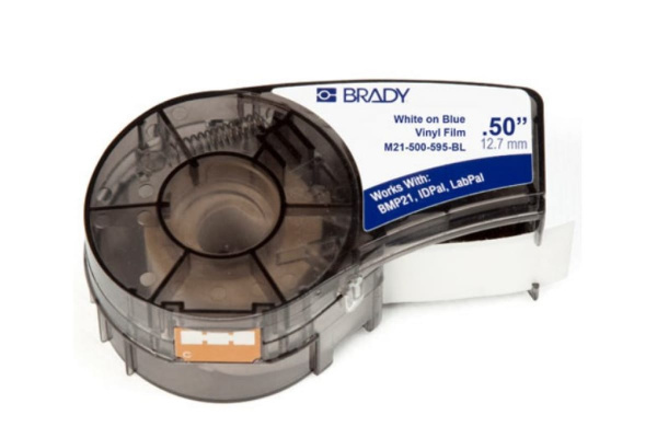 Лента 12.7мм/6.4м винил, белый на синем Brady M21-500-595-BL brd142798