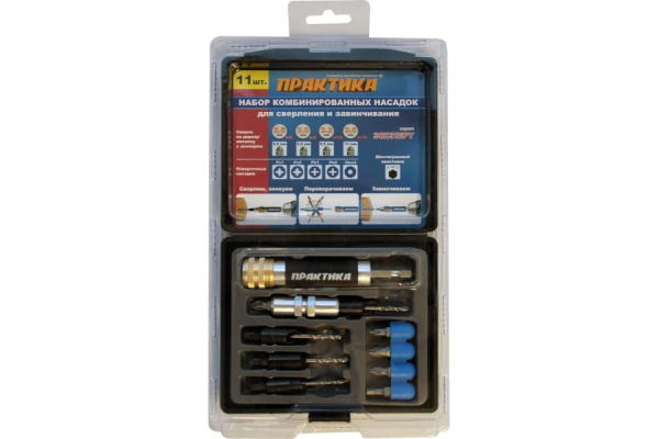 Набор комбинированных насадок (2.5, 3, 3.2, 3.5 мм; зенкер) ПРАКТИКА 774-573
