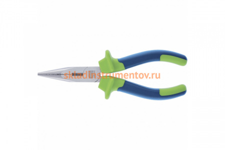 Прямые длинногубцы СИБРТЕХ 200 мм, двухкомпонентные рукоятки 17106