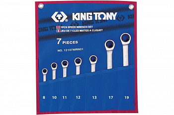 Набор комбинированных трещоточных ключей 8-19мм 7шт KING TONY 12107MRN01