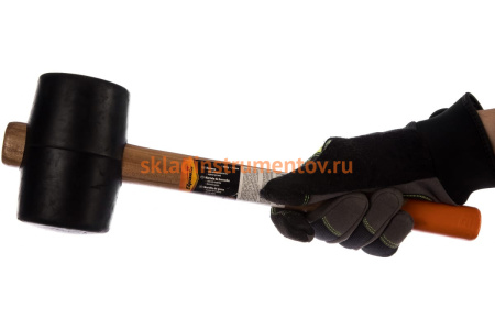 Резиновая киянка SPARTA 680 г черная резина, деревянная рукоятка 111555