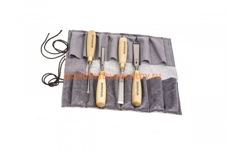 Набор стамесок 6,12,20,26мм (прямая РК, 4 штуки, в сумке-скрутке) Петроградъ М00012813