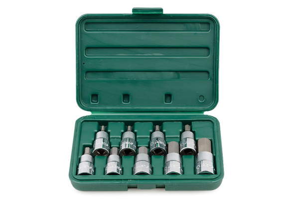 Набор торцевых головок-бит HEX (4-17 мм; 1/2") 9 шт. Hans 46026-9