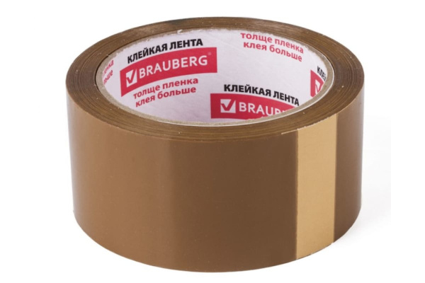 Клейкая упаковочная лента BRAUBERG 48 мм х 66 м, коричневая, толщина 45 микрон 221687