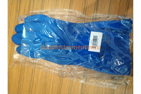 Защитные химические перчатки с покрытием из ПВХ Jeta Safety, синие, размер L/9, JP711-L