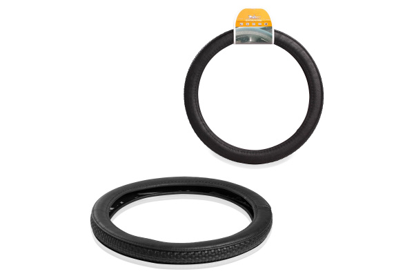 Комбинированная оплетка на руль Airline, гладкая/рельефная кожа, черная, 37-39 см М AWC-RS-14M