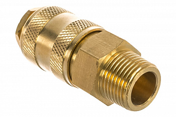 Быстроразъем пневматический с клапаном - наружная резьба 3/8", латунь ЭВРИКА ER-BSE1-3SM