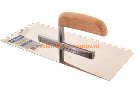 Нержавеющая зубчатая гладилка ПРОФЕССИОНАЛ с деревянной ручкой Зубр 0806-08_z01