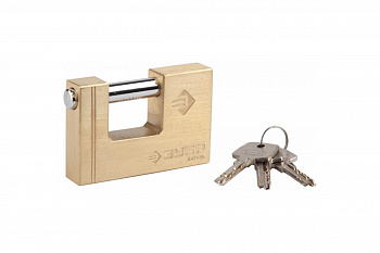 Навесной замок Зубр ЗУБР "ЭКСПЕРТ", латунный корпус, П-образная форма, 90 мм 37295-90