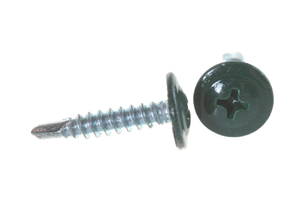 Саморезы с прессшайбой и сверлом по листовому металлу до 2мм Зубр RAL-6005 PH2 4,2х19мм 450шт 300211-42-019-6005