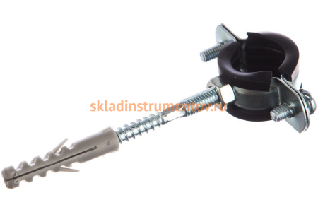 Трубный хомут с гайкой ЗУБР оцинкованный, в комплекте с сантехнической шпилькой 37866-25-29