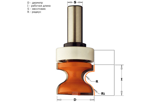 Фреза фасочная с верхним подшипником (31.7x25.4 мм; хвостовик 12 мм) CMT 955.804.11B