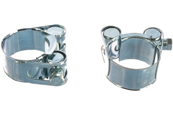 Металлические силовые хомуты СИБРТЕХ 26-28 мм, ширина 18 мм, шарнирный, W1, 2шт 47509
