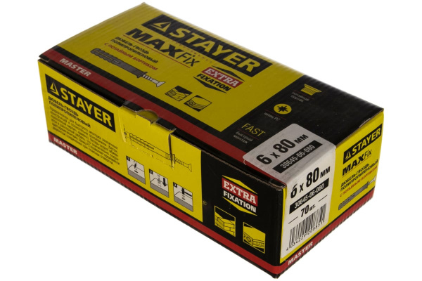 Полипропиленовый дюбель-гвоздь STAYER MASTER потайный бортик, 6x80 мм, 70 шт 30645-06-080
