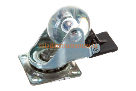 Колесная опора с тормозом, с площадкой для крепления JET 3020B D35мм прозрачный FF3020B.035TP99