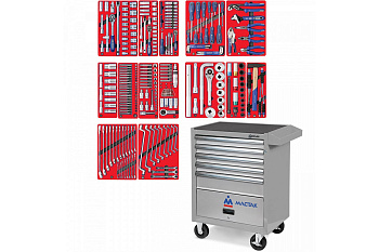 Набор инструментов МАСТАК "ПРОФИ" в серой тележке, 299 предметов 52-05299G