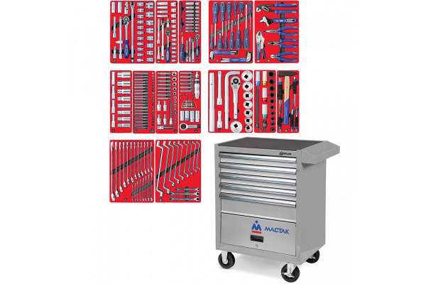 Набор инструментов МАСТАК "ПРОФИ" в серой тележке, 299 предметов 52-05299G