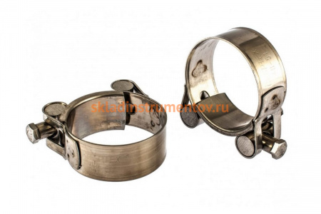 Металлические хомуты СИБРТЕХ, силовые, 48-51мм, ширина 22мм, шарнирный, W4, 2шт 475393