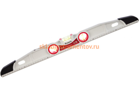 Алюминиевый литой фрезерованный уровень MATRIX 3 глазка, две ударные площадки, 600 мм 34911