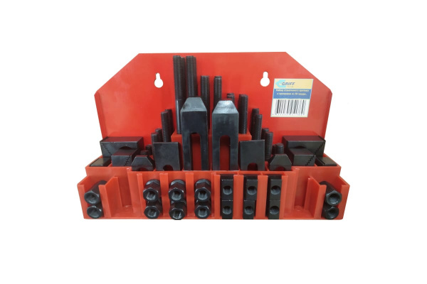 Набор станочного крепежа и прижимов из 58 предметов Т-паз 14 мм, М12, металл. футляр GRIFF b275520