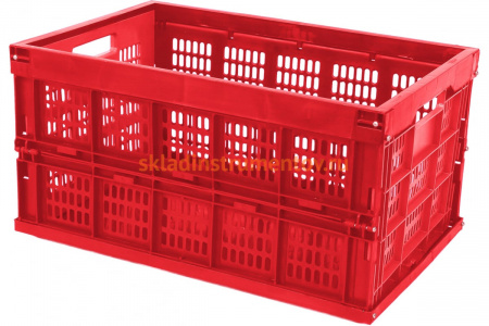 Ящик Тара.ру п/э 530х350х272 складной, перфорированный, красный 23062