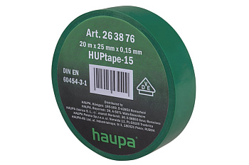 Изолента ПВХ HAUPA цвет зеленый, шир.25 мм, длина 20 м, d 74 мм 263876
