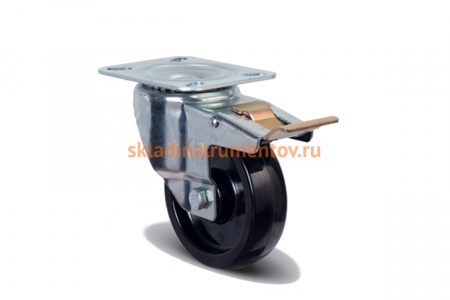 Колесо термостойкое фенольное поворотное с тормозом 100 мм MFK-TORG EM01-BKB-100-F