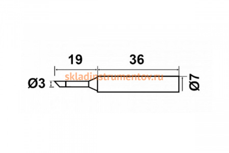Жало скошенный цилиндр 3 мм для паяльников 6PK-976NB, 6PK-976ESD-NB ProsKit 5PK-976N-B4 00247418