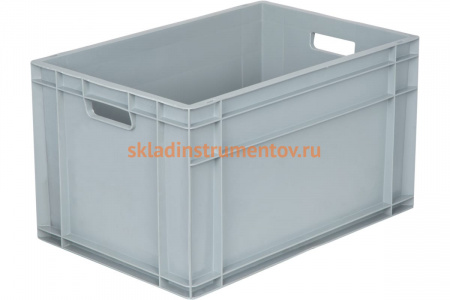 Ящик Тара.ру п/п, 600х400х340, сплошной, с ручками, дно с усилением, серый B-4633