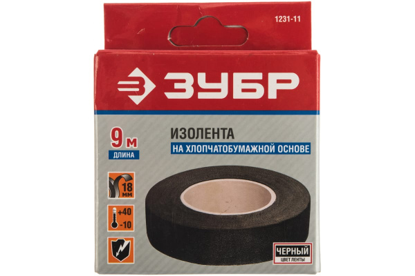 Изолента на хлопчатобумажной основе (18 мм; 9 м) ЗУБР 1231-11
