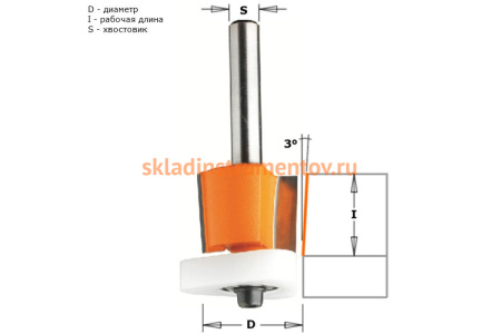 Фреза обгонная для свесов (19x15.87 мм; хвостовик 8 мм) CMT 907.190.11