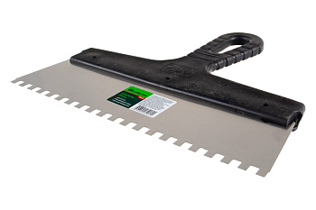 Шпатель из нержавеющей стали, 250 мм, зуб 6x6 мм, пластмассовая ручка СИБРТЕХ 85465