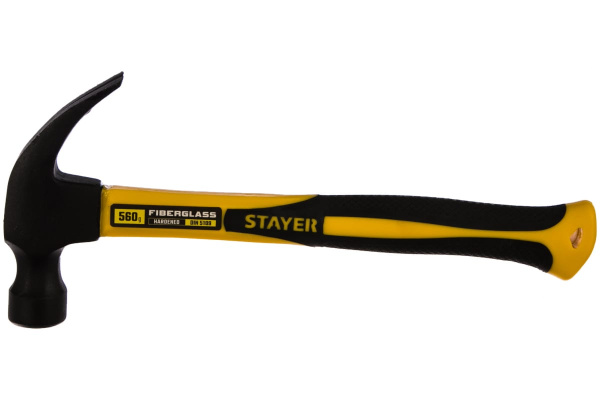 Молоток-гвоздодер с фибергласовой рукояткой STAYER Fiberglass 560 г 2026-560_z01