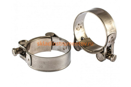 Металлические хомуты СИБРТЕХ, силовые, 52-55мм, ширина 22мм, шарнирный, W4, 2шт 475413